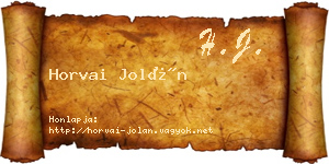 Horvai Jolán névjegykártya